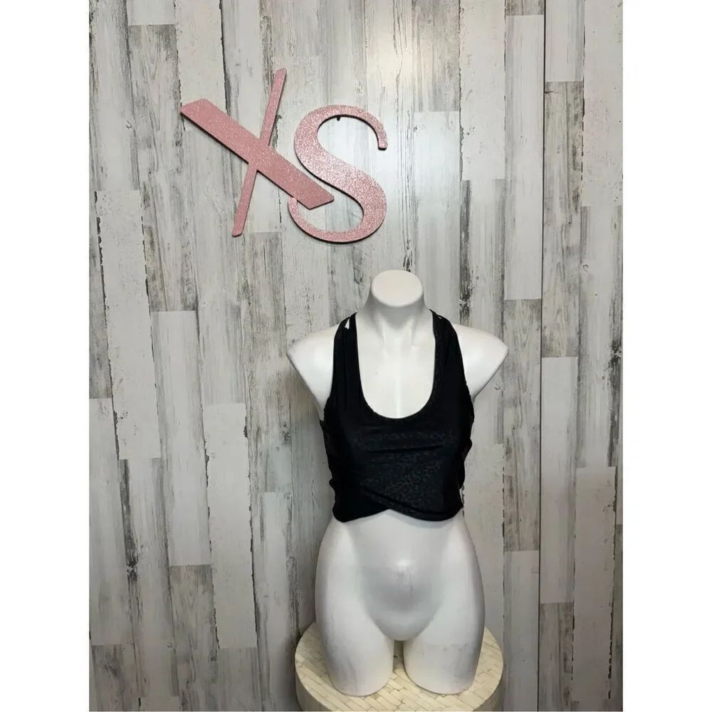 Max studios black crop top sports bra size XS